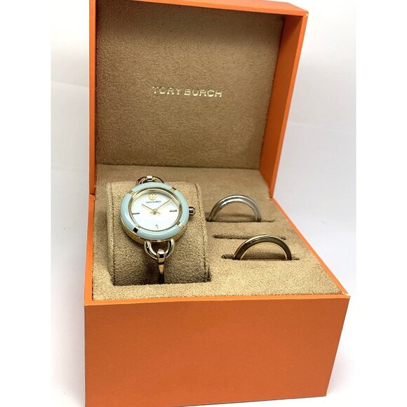 Tory Burch Women's Watch TBW6019 Gold Mother of Pearl Dial Interchangeable Bezel - Picture 3 of 14